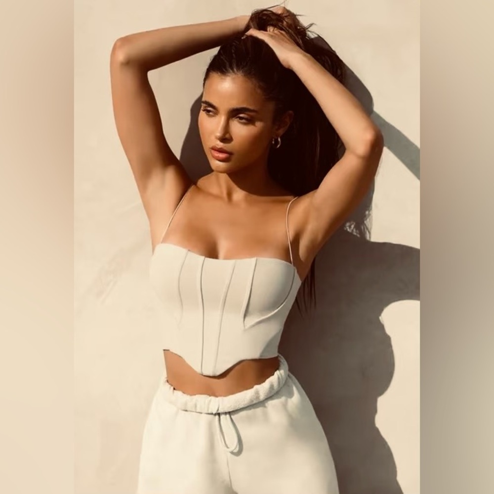 Joah Brown Cream Corset-Style Tank with Thin Straps